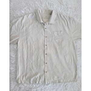 Tommy‎ Bahama men's 100% Silk Shirt Tropical Leaves XXL